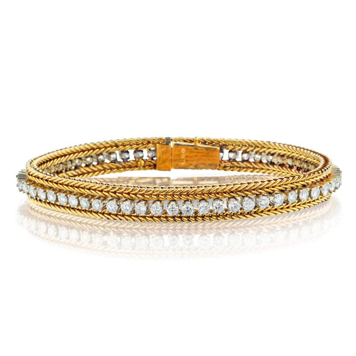 Ladies 14kt Yellow Gold Diamond "Tennis Bracelet".  3.00ct Tw