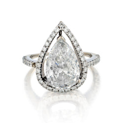 18kt White Gold Diamond Ring. 3.26 Pear Shape