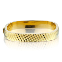 14kt Yellow Gold Ridged Square Bangle. Weight: 23.6 grams.