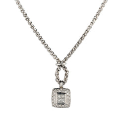 Ladies 18kt White Gold Diamond Pendant.Made in Italy