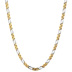 18kt yellow and White Gold "Figaro" Chain. 30.37 Grams