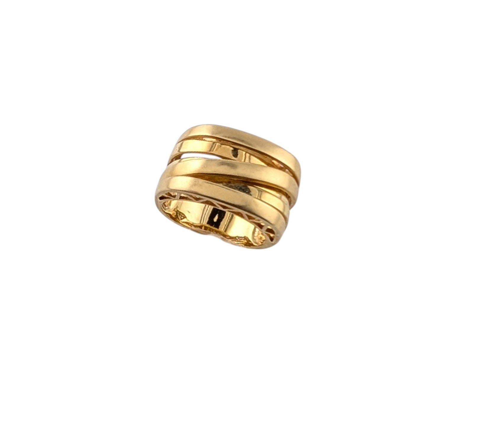 14KT YELLOW GOLD WIDE RING WITH LATTICE DESIGN