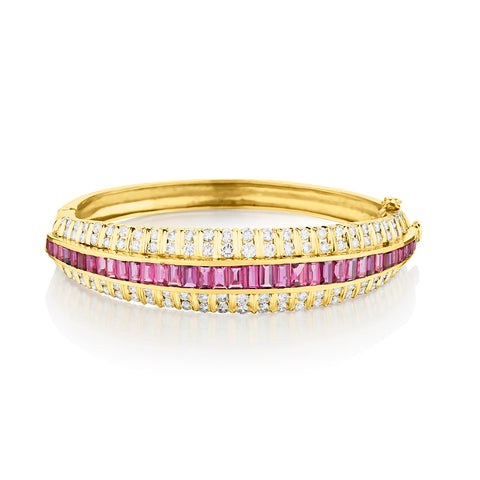 14kt Yellow Gold Ruby and Diamond Bangle.