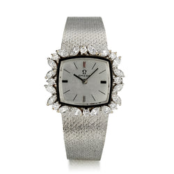 Ladies Omega 18 and 14kt White Gold And Diamond Dress Watch. Circa 1970's