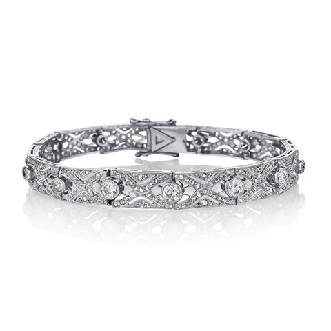 Ladies Vintage Handmade Platinum Bracelet. 5.00ct Tw. Circa 1915