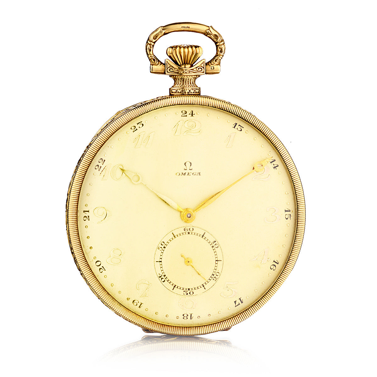Omega 14kt Yellow Gold Pocket Watch. 50 mm x 6.5mm | Van Rijk