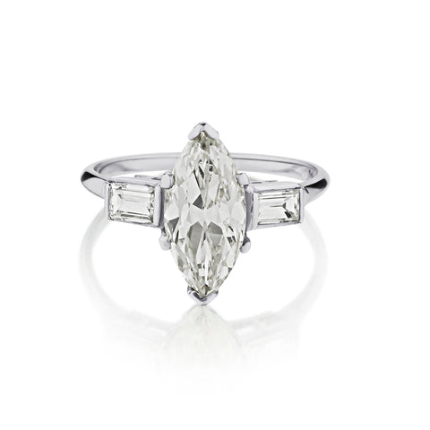 Vintage Platinum Natural Marquise Cut Diamond Ring. 2.00ct