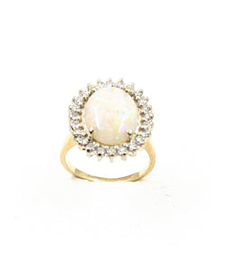 14kt Yellow Gold Cluster Opal and Diamond Ring