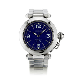 Cartier Pasha C in stainless steel. Blue Dial. 35mm case.
