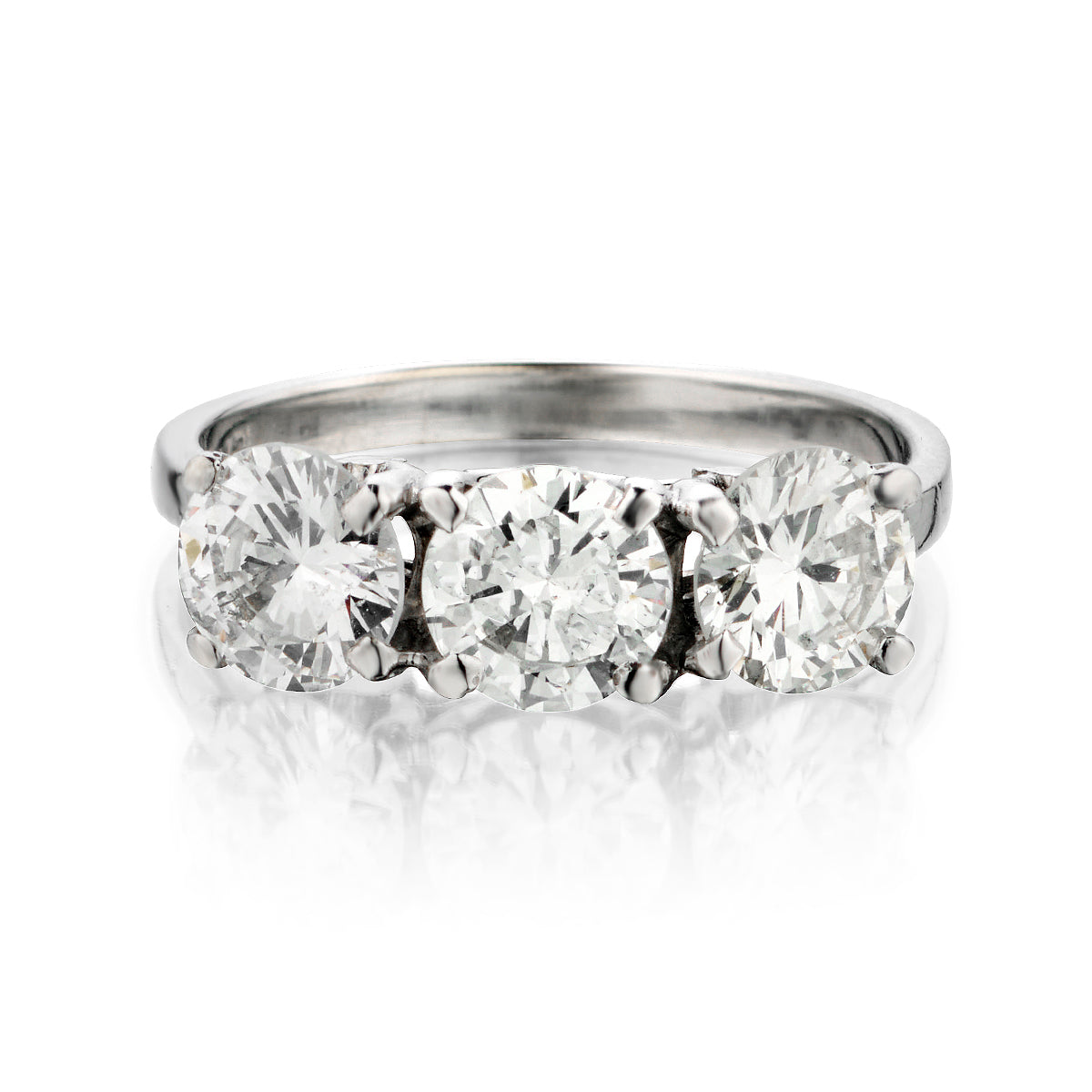 14kt White Gold 3-Stone Diamond Ring. 2.30ct Tw