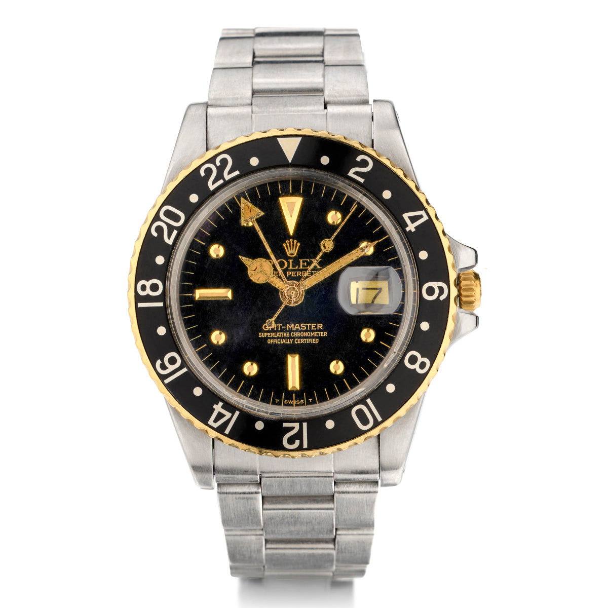 Rolex Vintage 2-Tone GMT Master Nipple Dial with Black Bezel. Ref: 1675