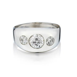 18kt White Gold Dome Ring. Featuring 1.45ct Tw European Cut Diamonds
