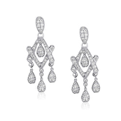 Ladies 18kt White Gold Drop / Pendant Diamond Earrings. 1.30ct Tw