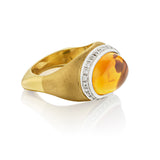18kt Y/G  Cabachon Citrine and Diamond ring