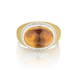 18kt Y/G  Cabachon Citrine and Diamond ring