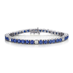 Platinum Blue Sapphire and Diamond Tennis Bracelet.