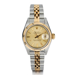 Rolex Oyster Perpetual Lady's Two Tone Champagne Dial Watch: