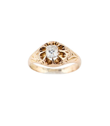 14kt Rose Gold Diamond Vintage Ring. 0.50 Mine Cut