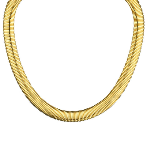 18kt Yellow Gold Tubogas Chain Choker Necklace