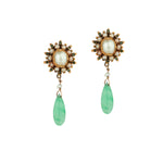 Vintage Jade and Seed Pearl Drop/Pendant Earrings.