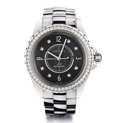 Chanel J12 Black Ceramic and Diamond Wristwatch. 38mm.