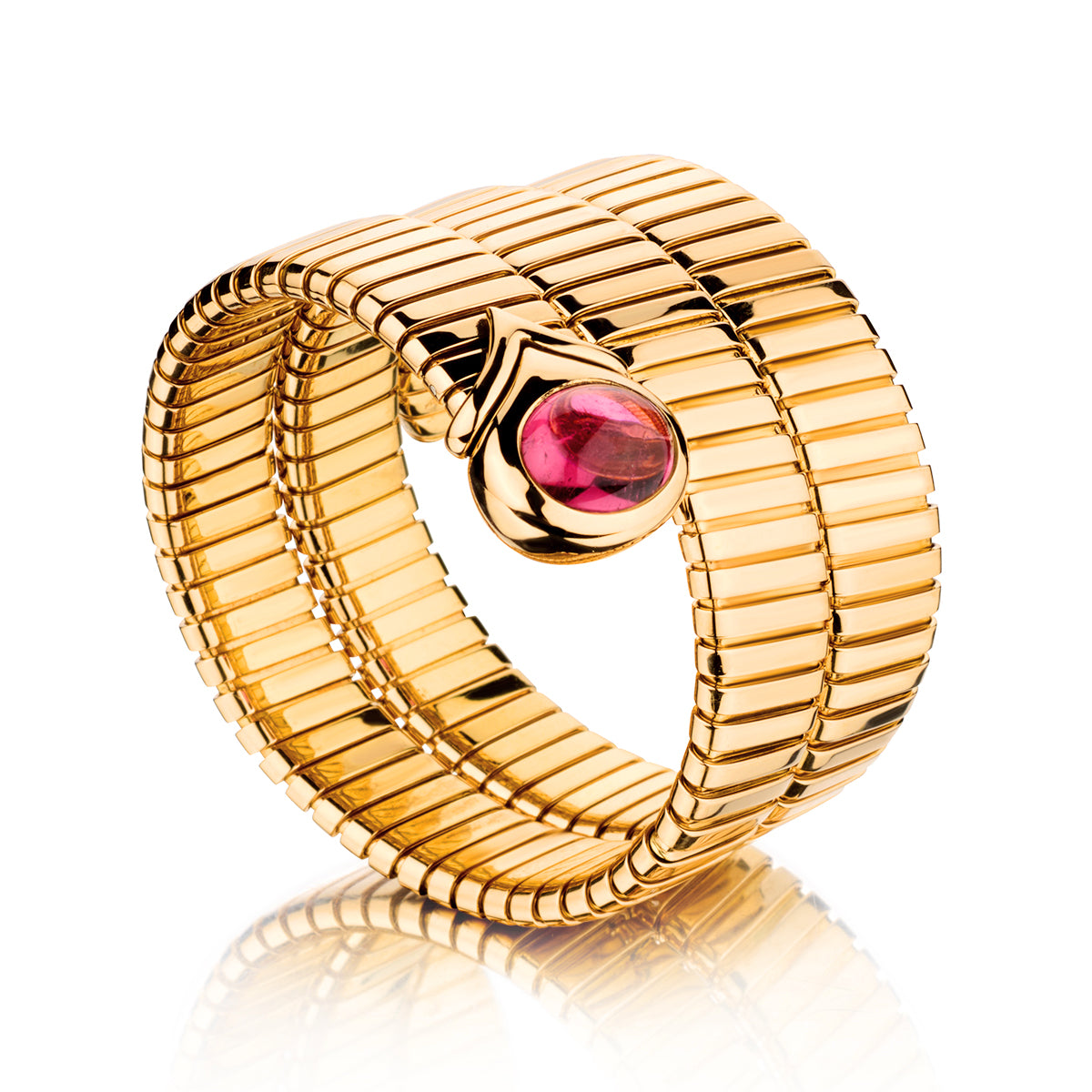 Bulgari Pink Tourmaline 18kt Yellow Gold Serpenti Tubogas Bracelet