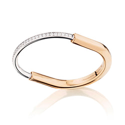 Tiffany & Co Diamond Lock Bangle in 18kt Rose and White Gold.