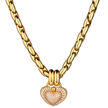Chimento 18kt Yellow Gold Large Diamond Heart Pendant.