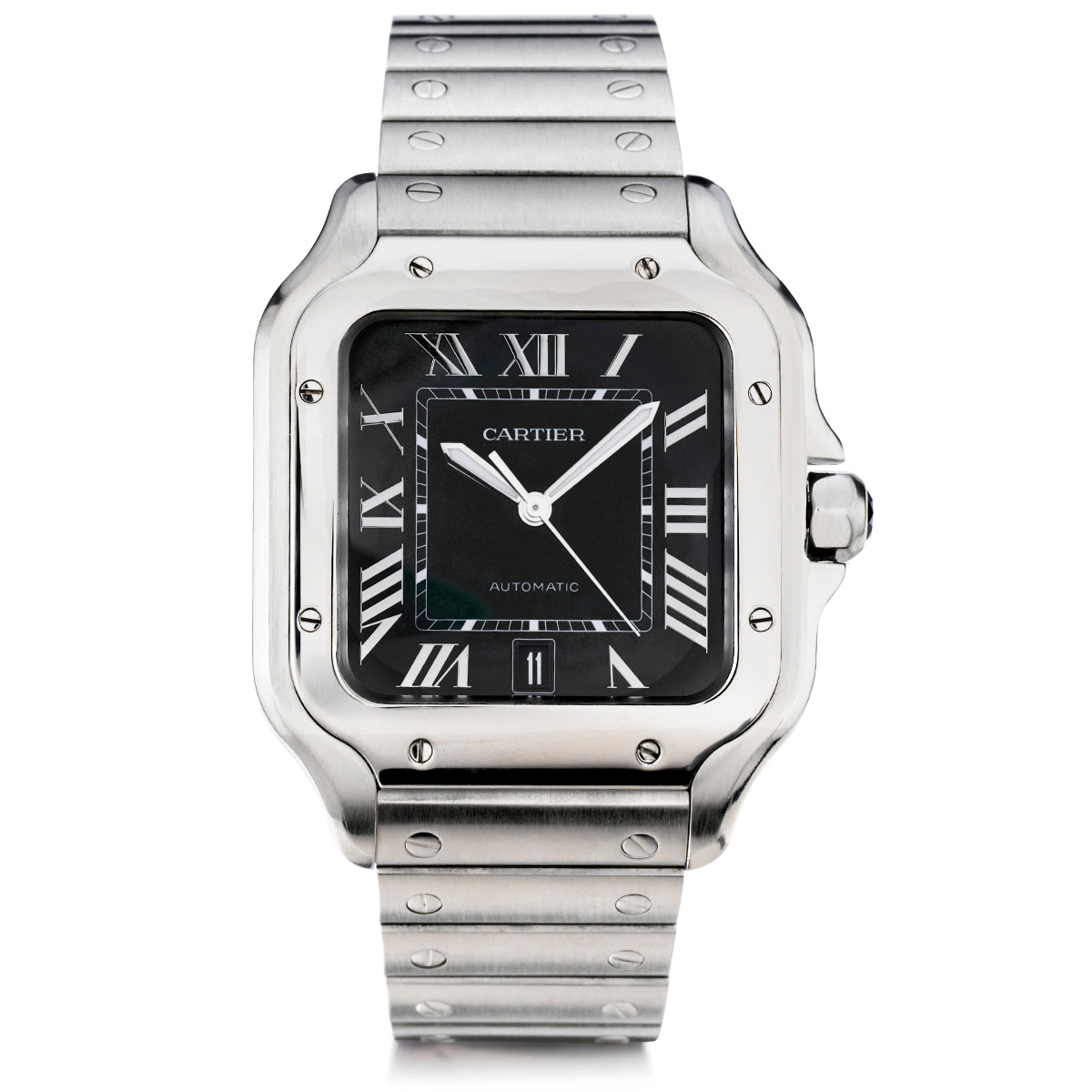 Cartier Santos in Stainless Steel. Large Model. Green Dial. Ref: WSSA0062