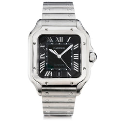 Cartier Santos in Stainless Steel. Large Model. Green Dial. Ref: WSSA0062