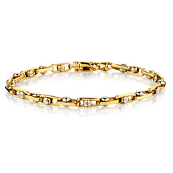 Mens Two Tone 14kt Bullet Bracelet. 30 Grams