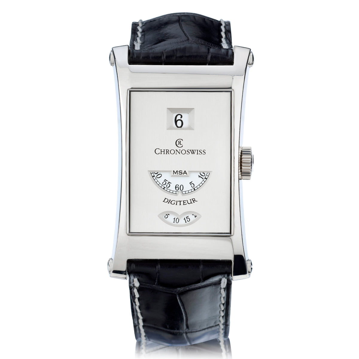 Chronoswiss Digiteur Jump Hour 18kt White Gold Wristwatch. Ref: CH1371WSI