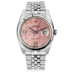 Rolex Datejust Stainless Steel 36. Pink Floral Motif Dial. Ref: 116234