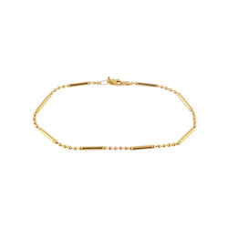 14KT YELLOW GOLD BAR AND BEAD BRACELET