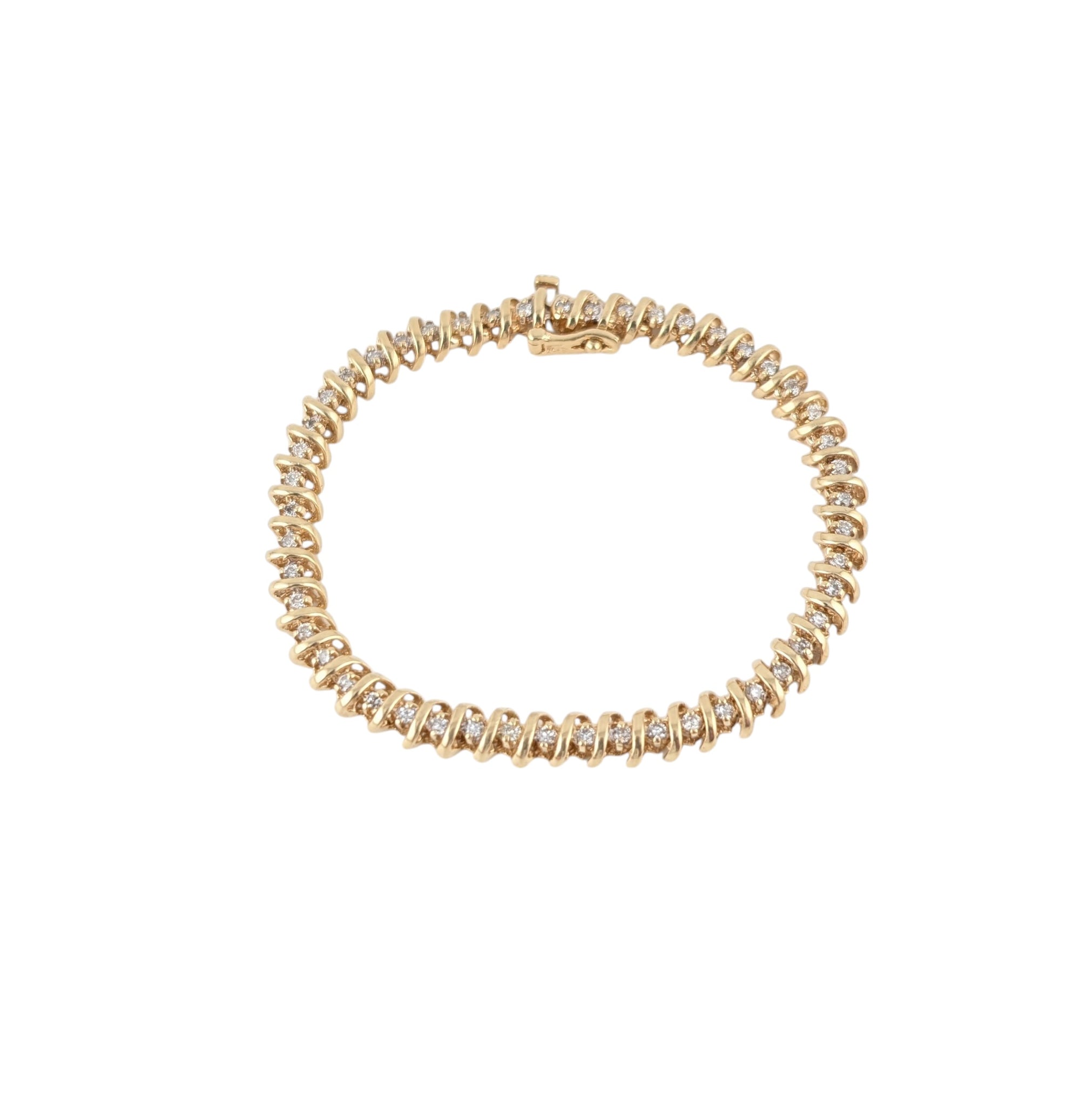 14KT YELLOW GOLD DIAMOND TENNIS BRACELET