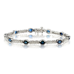 14kt White Gold Blue Sapphire and Diamond Bracelet.