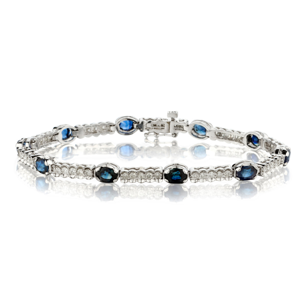 14kt White Gold Blue Sapphire and Diamond Bracelet.