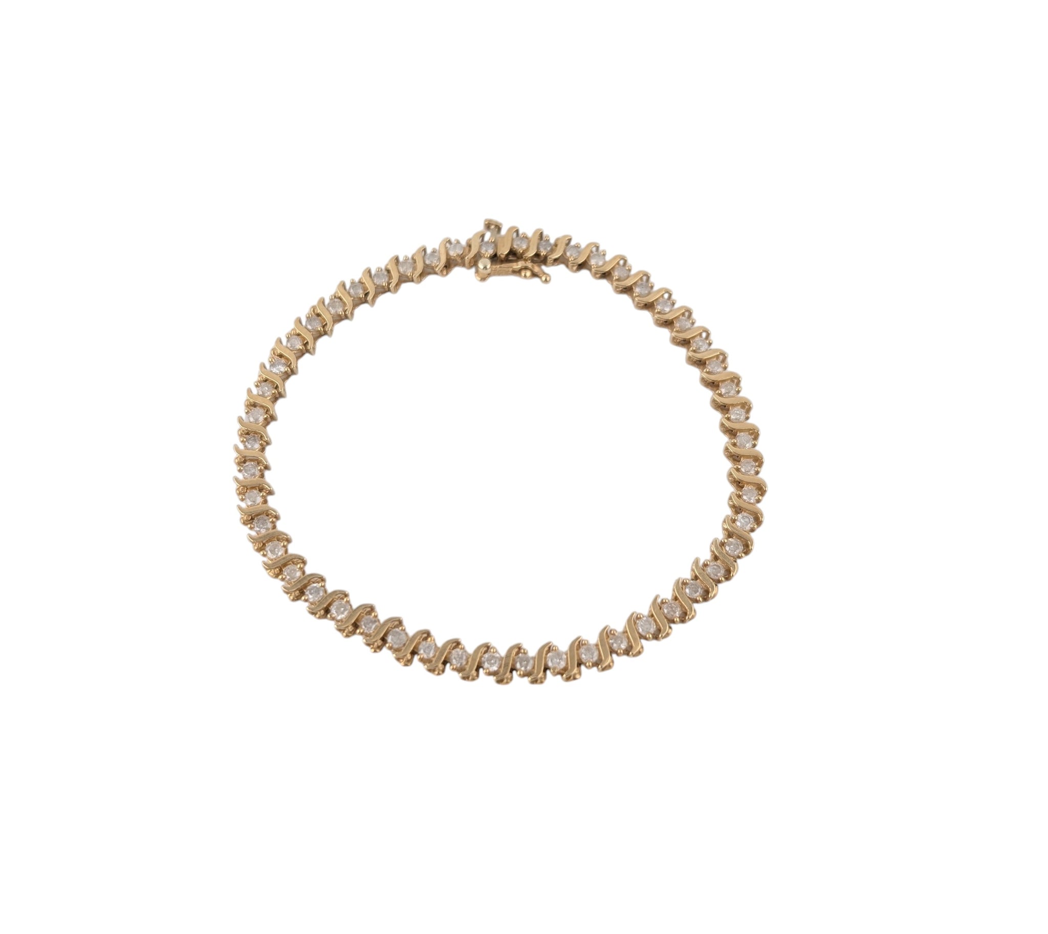 YELLOW GOLD S-LINK TENNIS BRACELET.