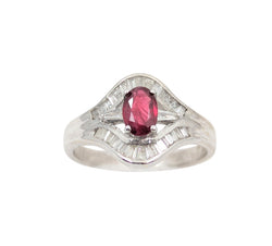 18kt White Gold Ruby and Diamond Cluster Ring