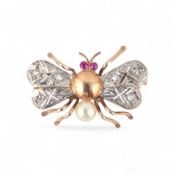 18KT ROSE GOLD ANTIQUE VICTORIAN STYLE BEE BROOCH.