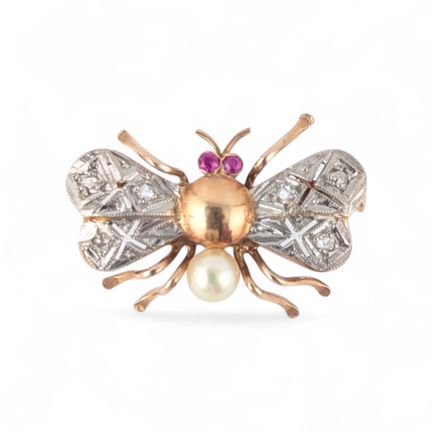 18KT ROSE GOLD ANTIQUE VICTORIAN STYLE BEE BROOCH.