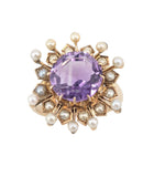 Victorian 10kt Yellow Gold Amethyst and Seed Pearl Ring.