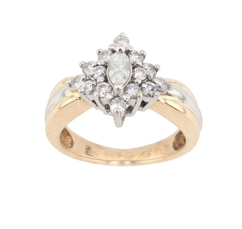 14kt Yellow Gold Diamond Cluster Ring. 0.38ct Tw