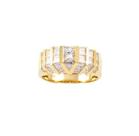18kt Yellow Gold Diamond Ring. 35 x 1.80ct Tw Princess Cut Diamonds