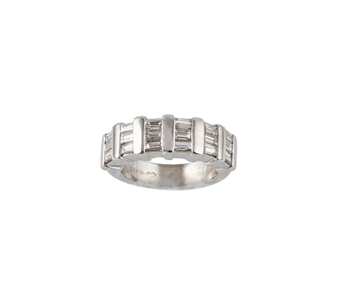 14kt White Gold Diamond Band Featuring 1.00ct Tw Baguette Cut Diamonds