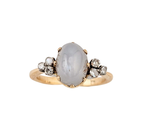 14kt Yellow Gold Moonstone and Diamond Ring