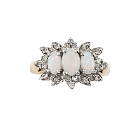 10kt Yellow Gold Opal and Diamond Ring