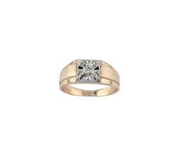 Mens 10kt Yellow Gold Diamond Ring. 0.15 Brilliant Cut