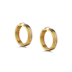 Ladies 18kt Tri-colour Tubular Hoop Earings
