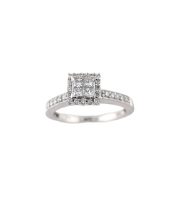 14KT WHITE GOLD DIAMOND CLUSTER RING.